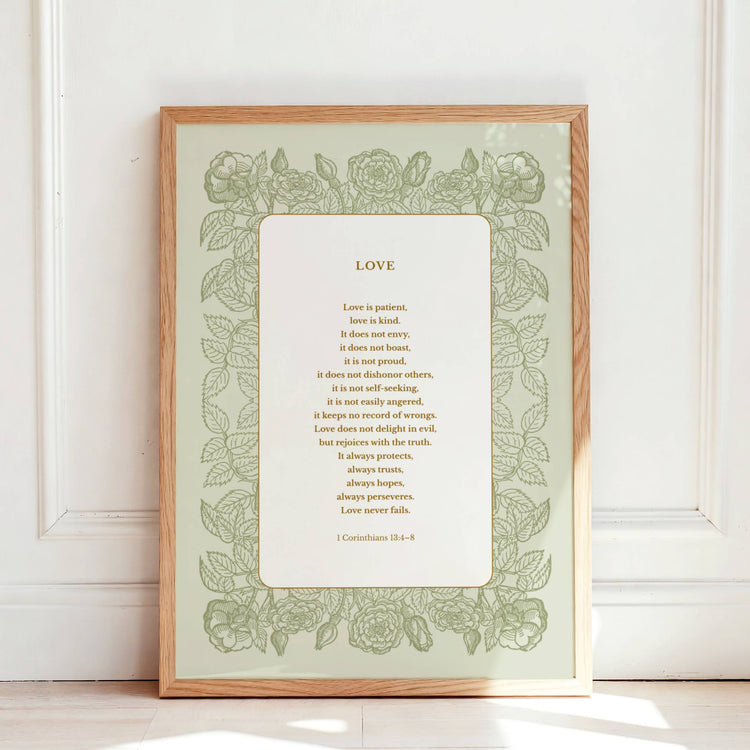 1 Corinthians 13:4-8 - Love Is Patient Bible Verse Print