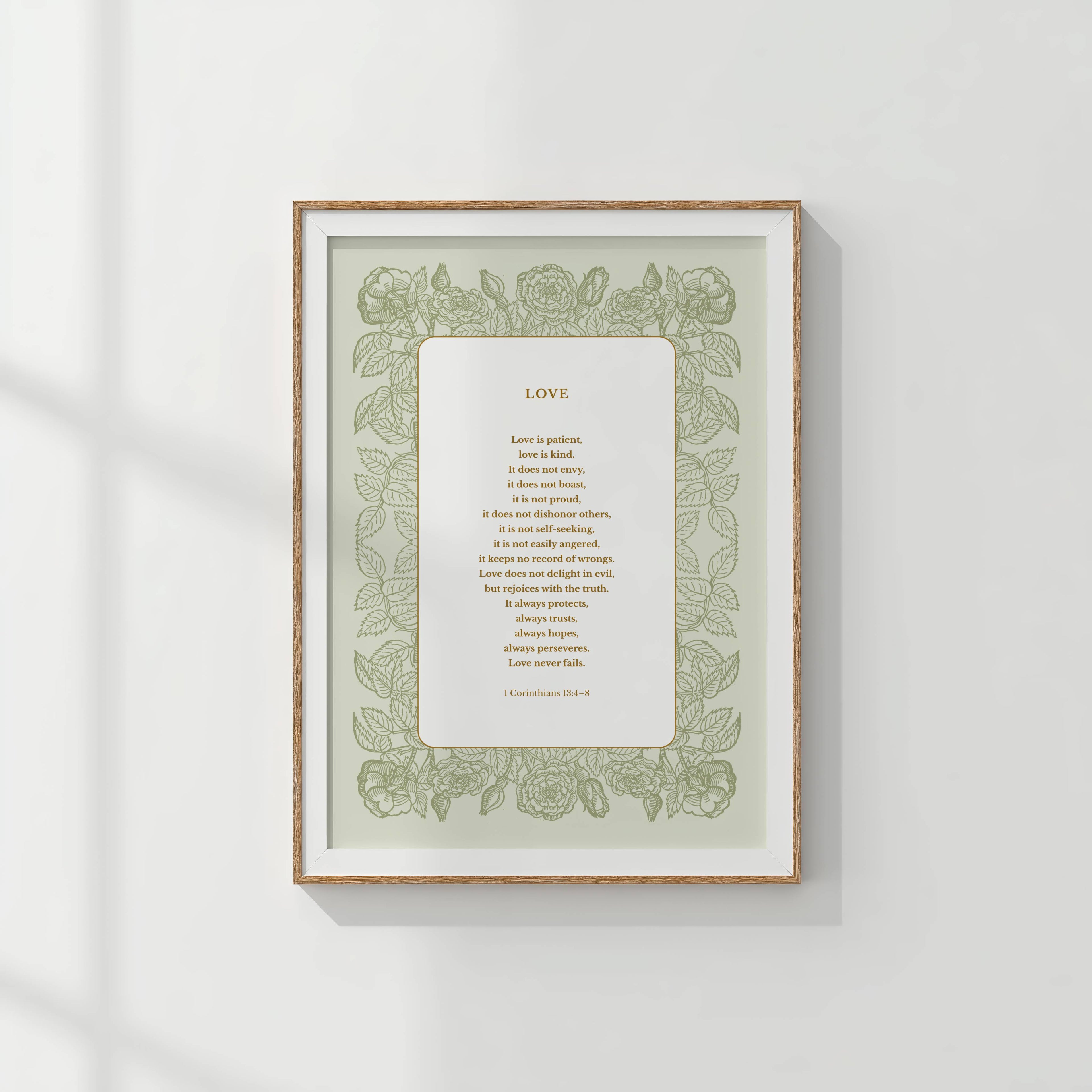 1 Corinthians 13:4-8 - Love Is Patient Bible Verse Print