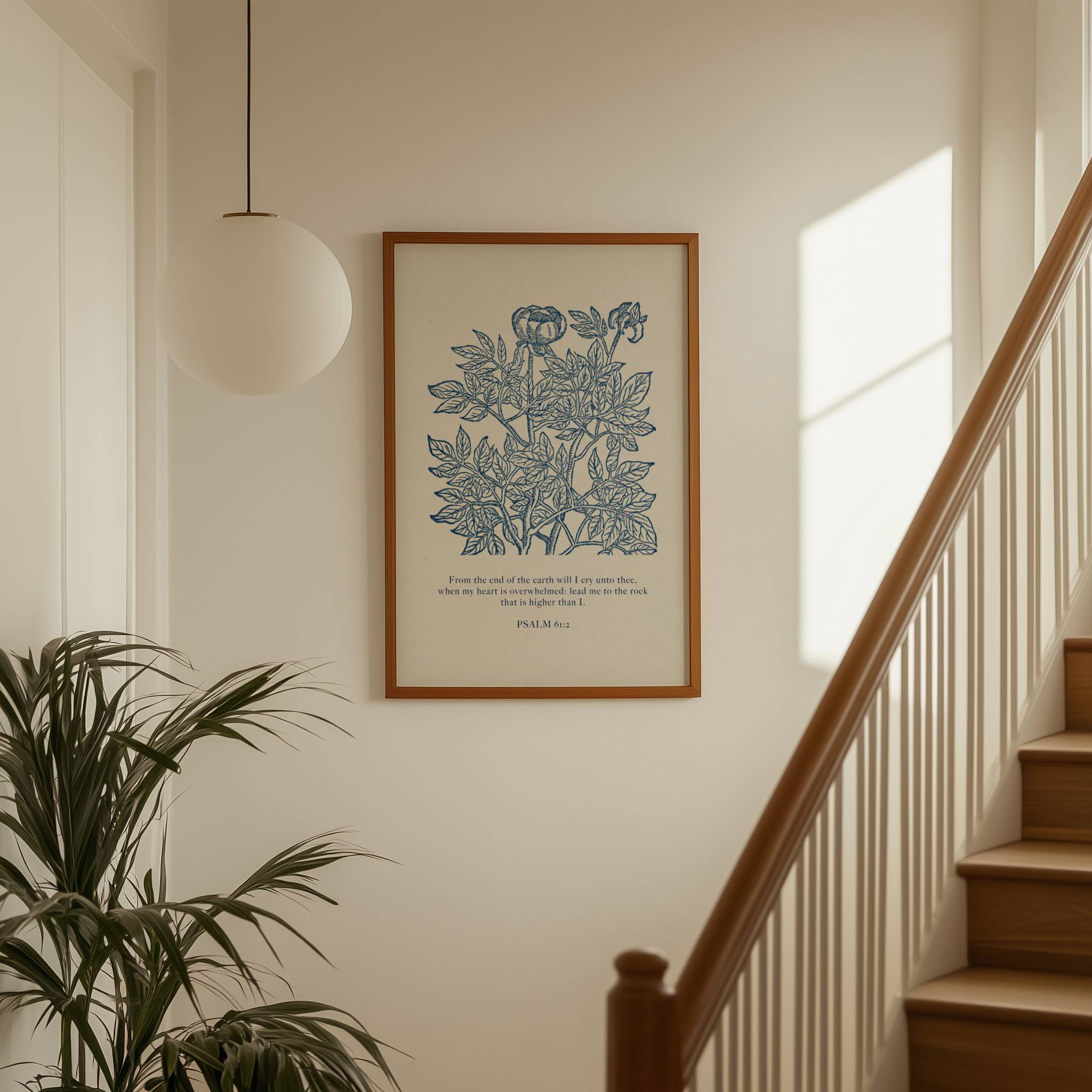 Psalm 61:2 – Vintage Botanical Scripture Print