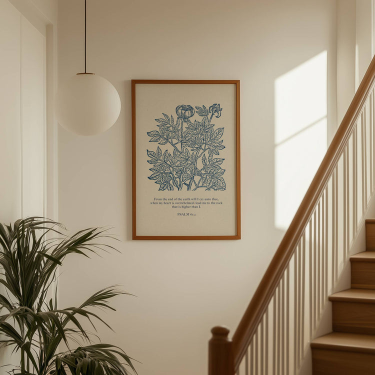 Psalm 61:2 – Vintage Botanical Scripture Print