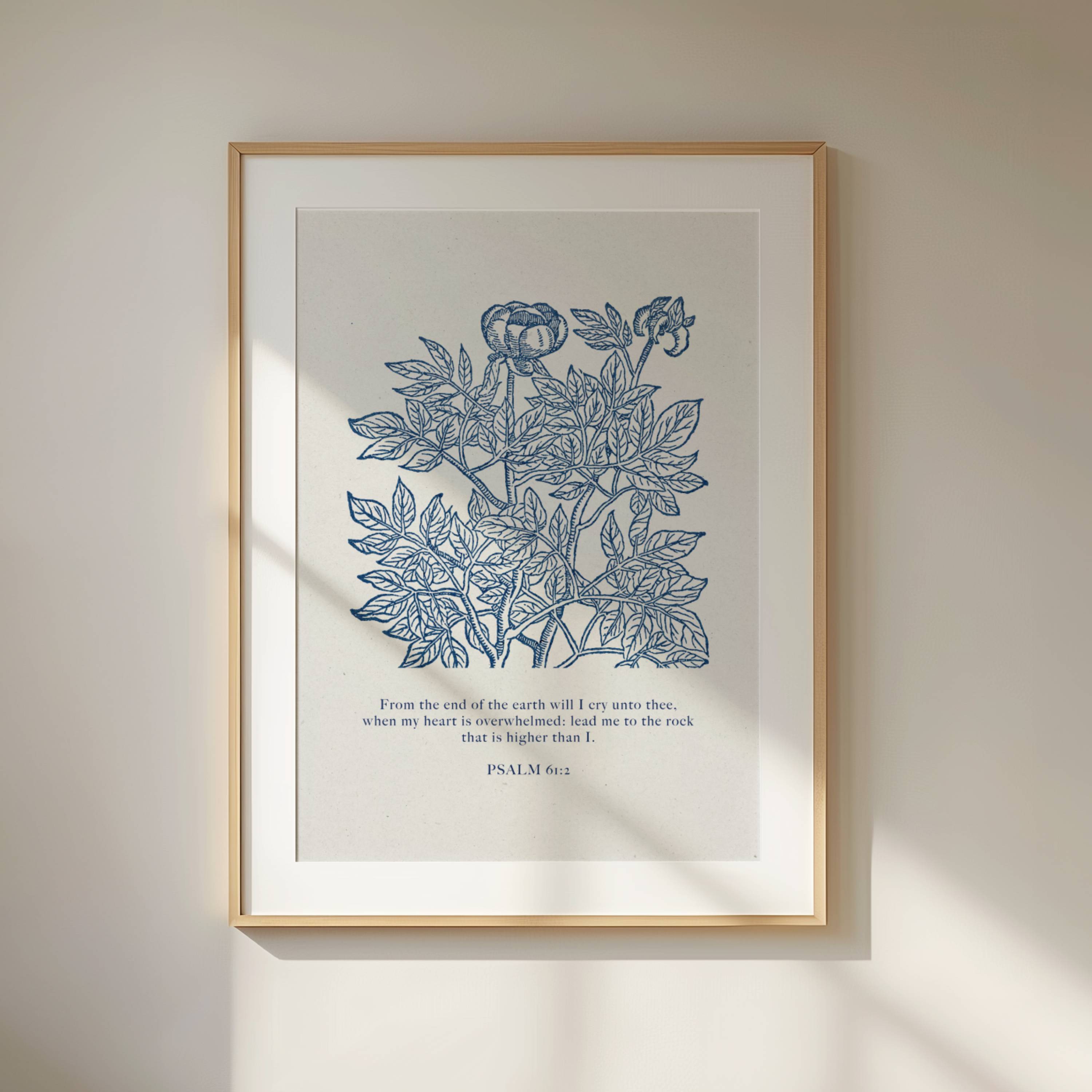 Psalm 61:2 – Vintage Botanical Scripture Print