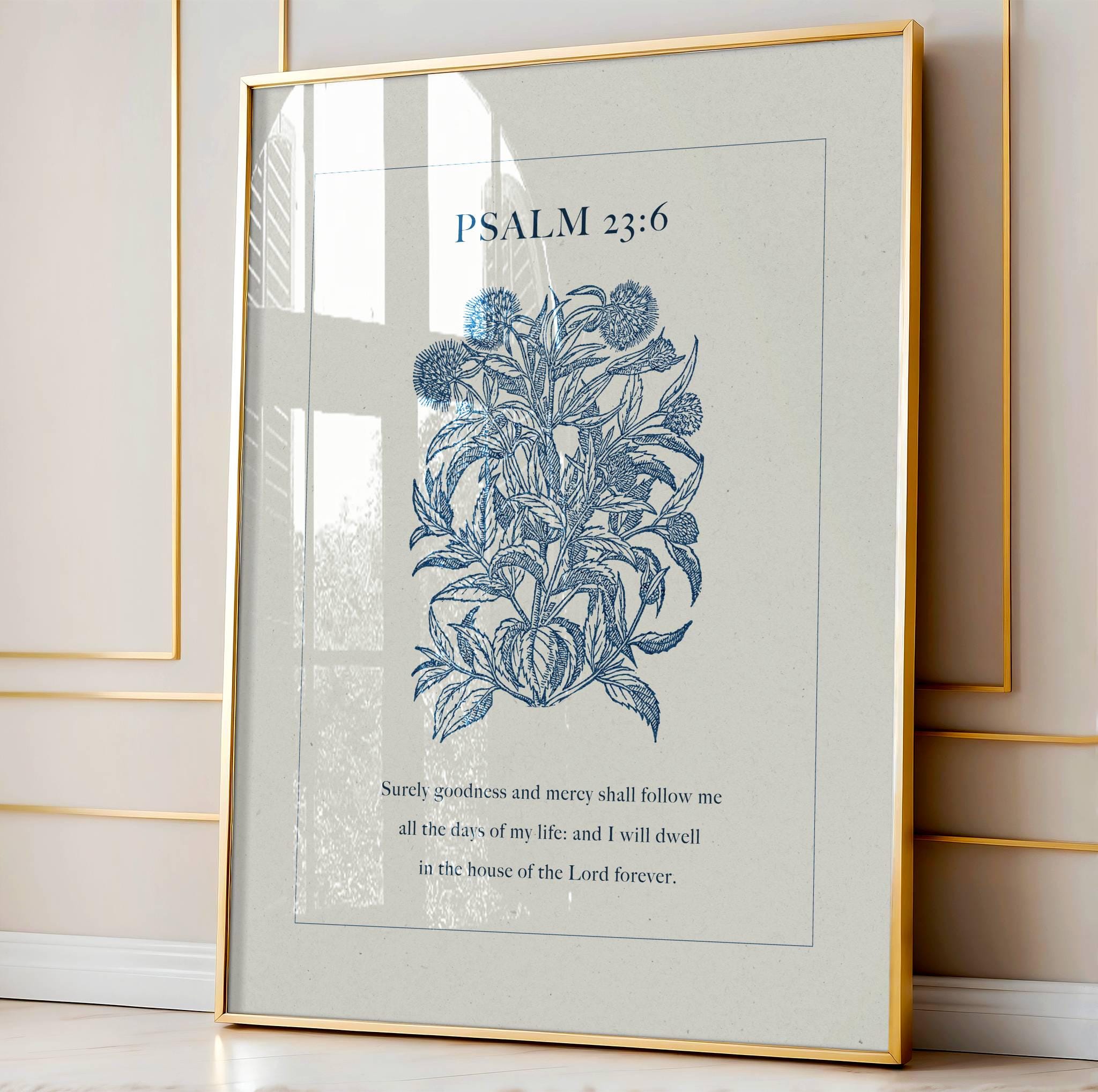 Psalm 23:6 Scripture Wall Art - Dwell in House of the Lord Botanical Print - Reflourish Collective