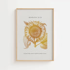 Romans 12:12 – Vintage Sunflower Botanical Scripture Print