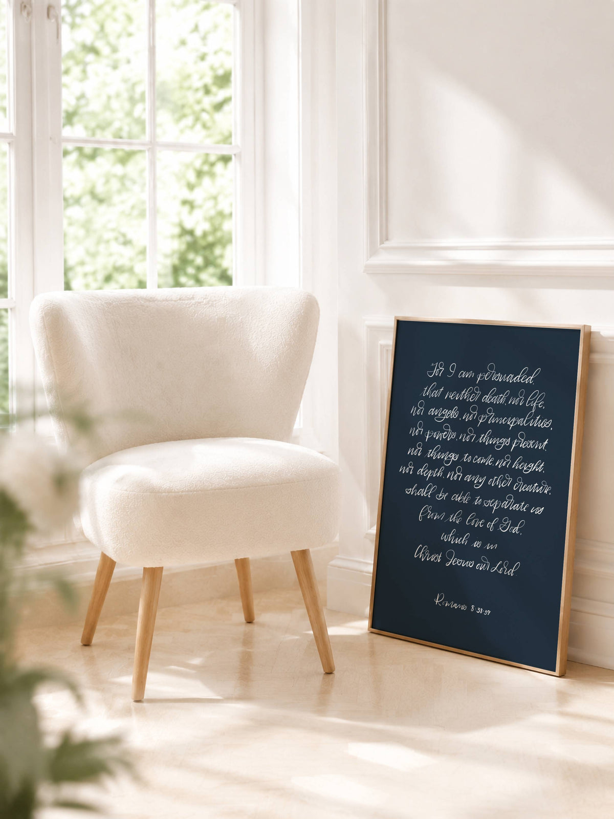 Romans 8:38-39 No Separation – Navy Hand-lettered Print