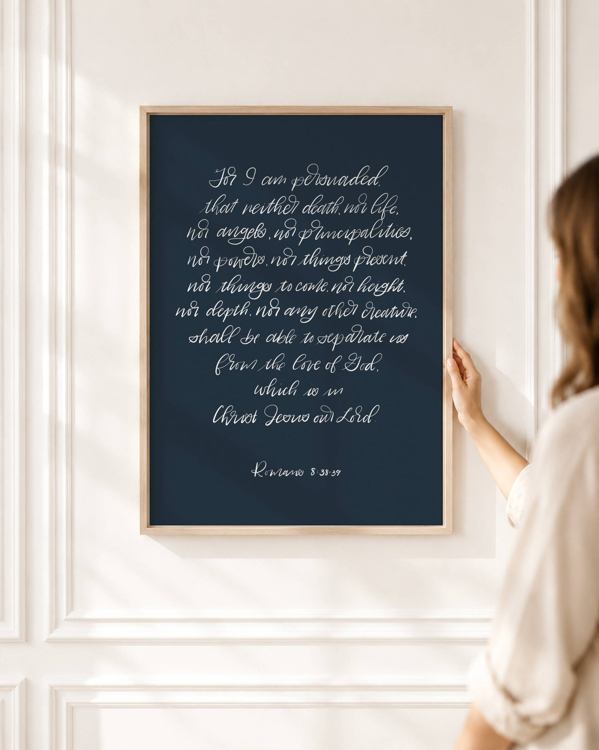 Romans 8:38-39 No Separation – Navy Hand-lettered Print