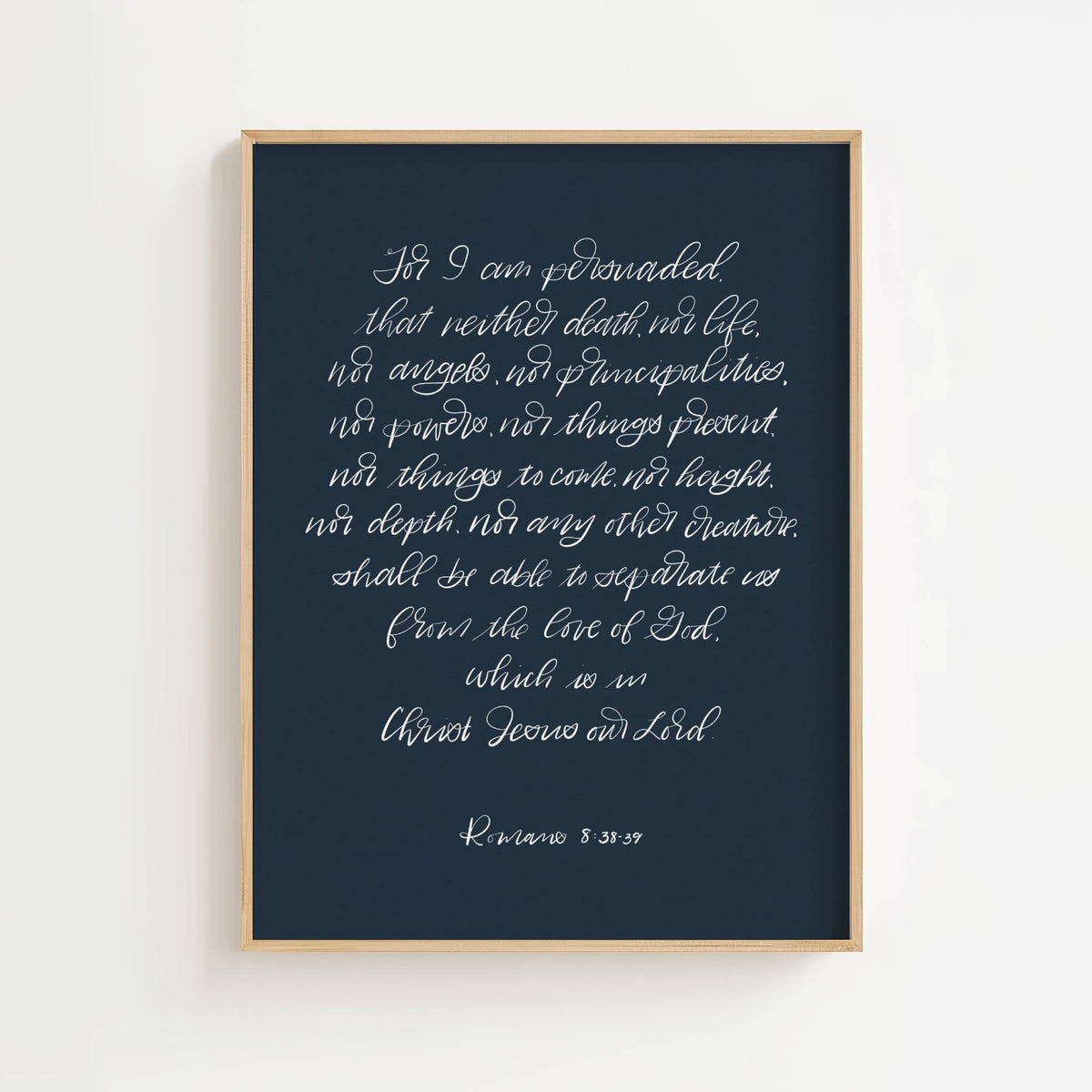 Romans 8:38-39 No Separation – Navy Hand-lettered Print