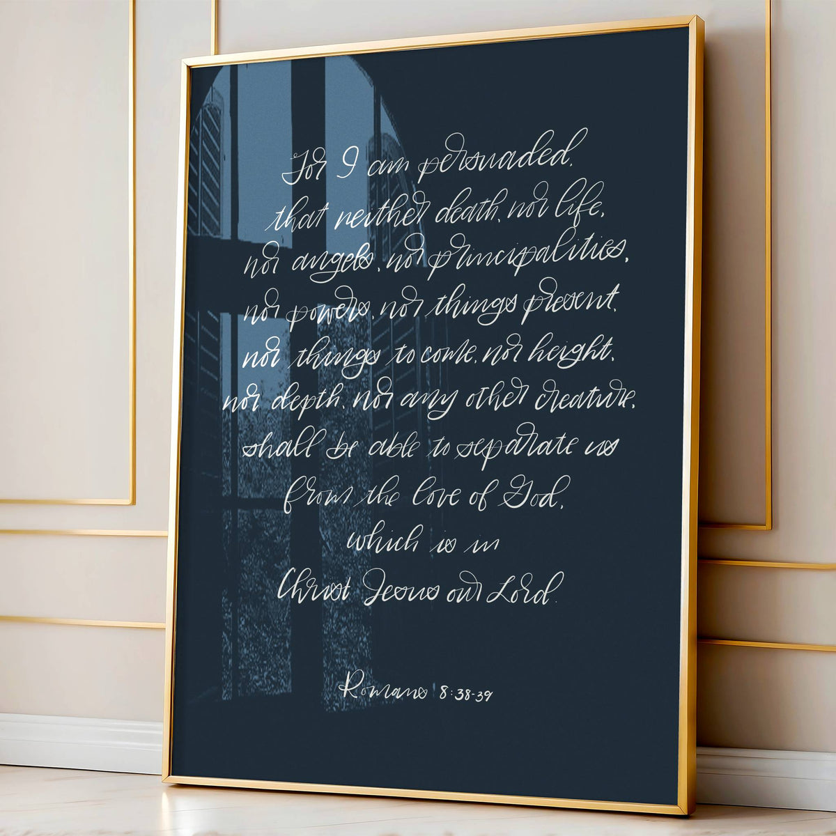 Romans 8:38-39 No Separation – Navy Hand-lettered Print
