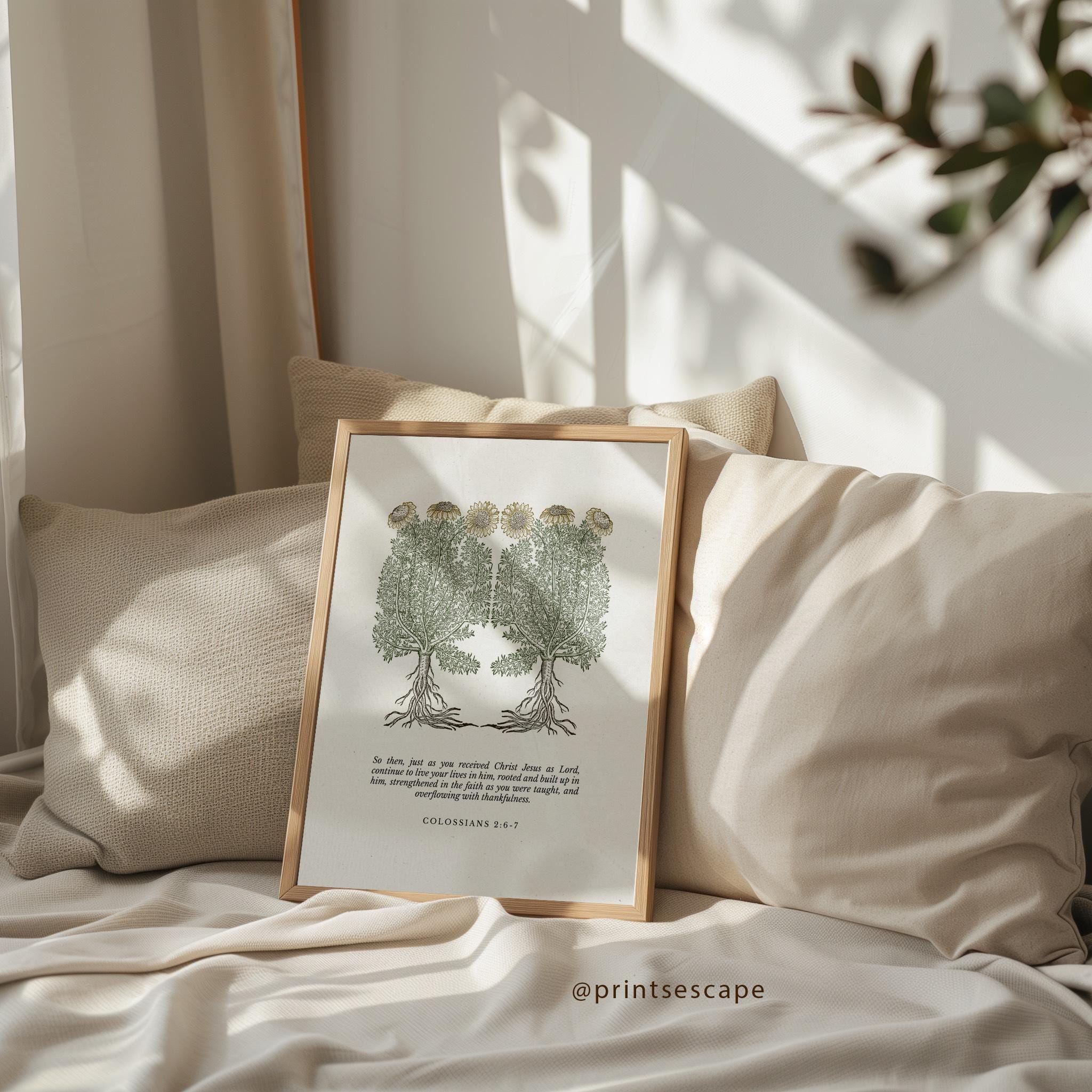 Colossians 2:6 - 7 – Rooted in Christ | Botanical Art - Reflourish Collective