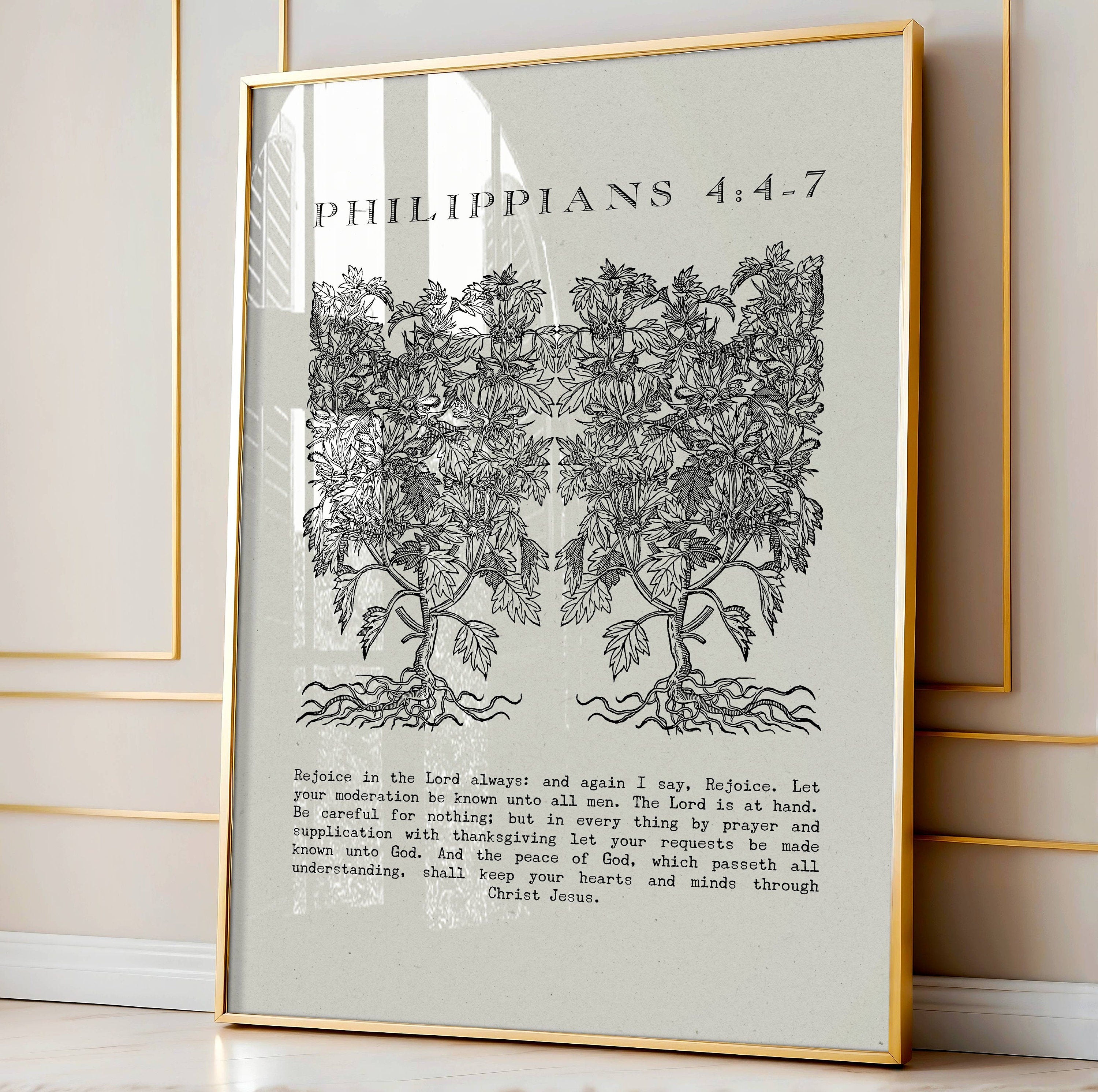 Philippians 4:4-7 Scripture Wall Art - Rejoice in the Lord Digital Print - Reflourish Collective