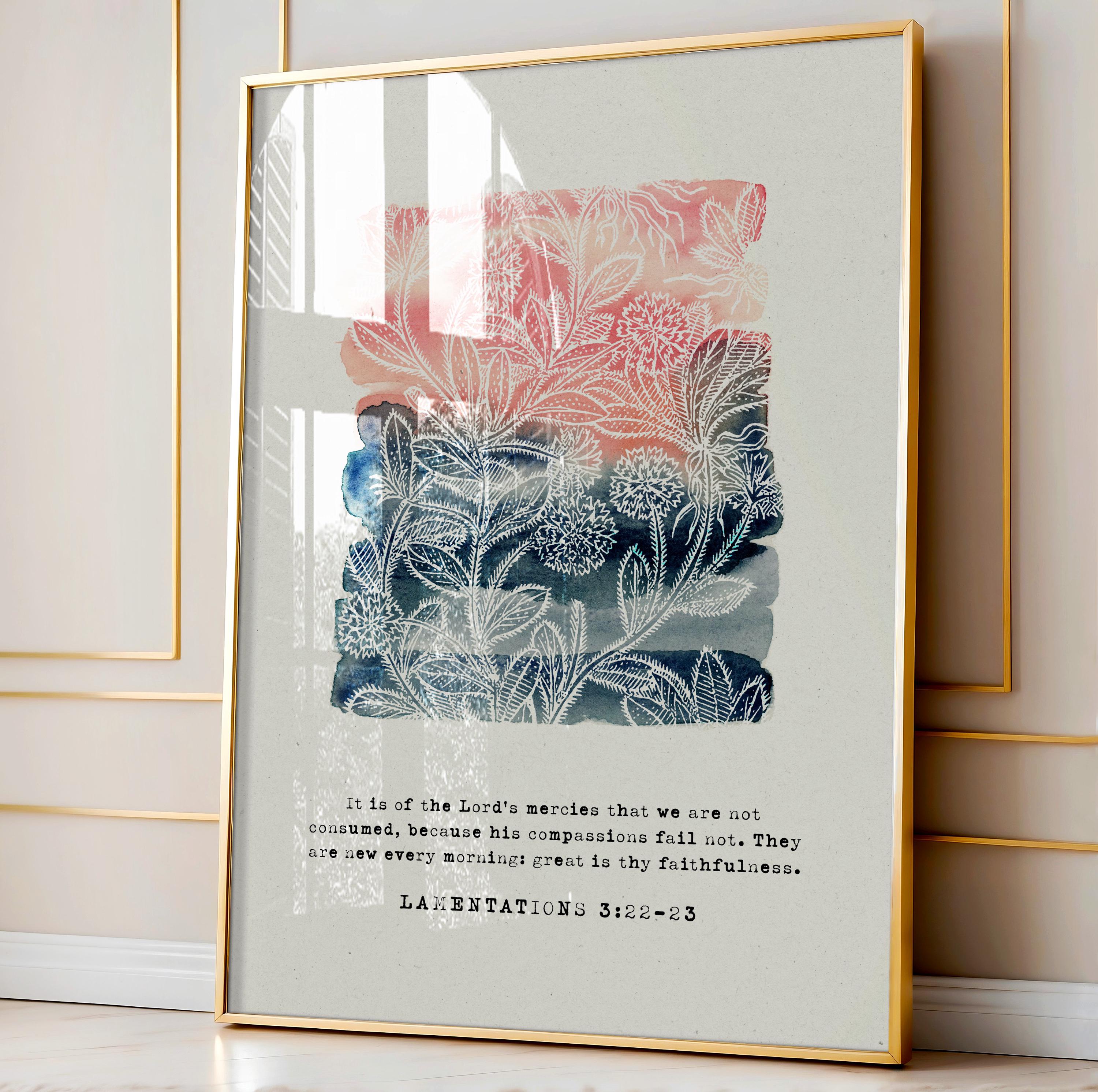 Lamentations 3:22-23 Scripture Wall Art - Great is Thy Faithfulness Digital Print - Reflourish Collective