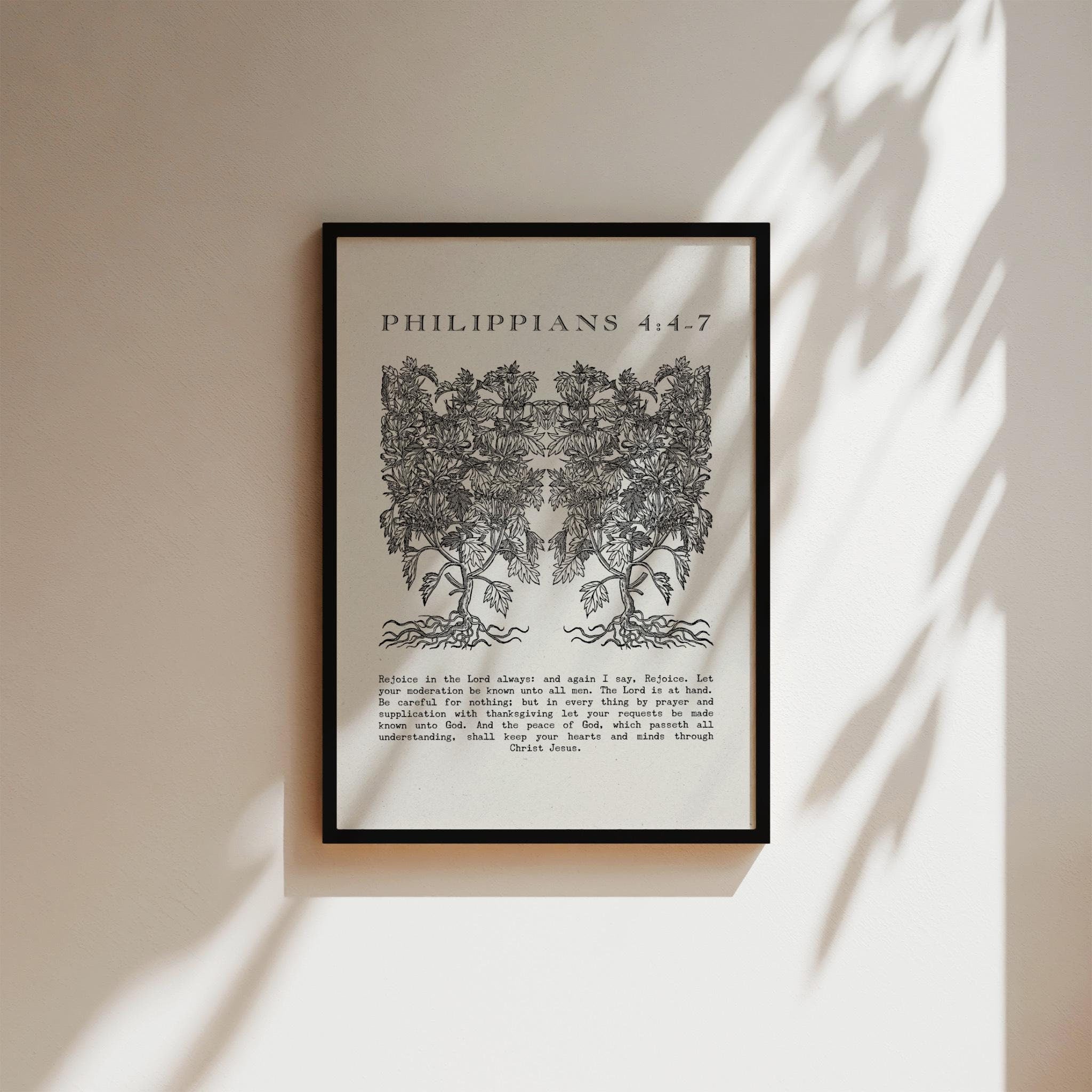 Philippians 4:4-7 Scripture Wall Art - Rejoice in the Lord Digital Print - Reflourish Collective