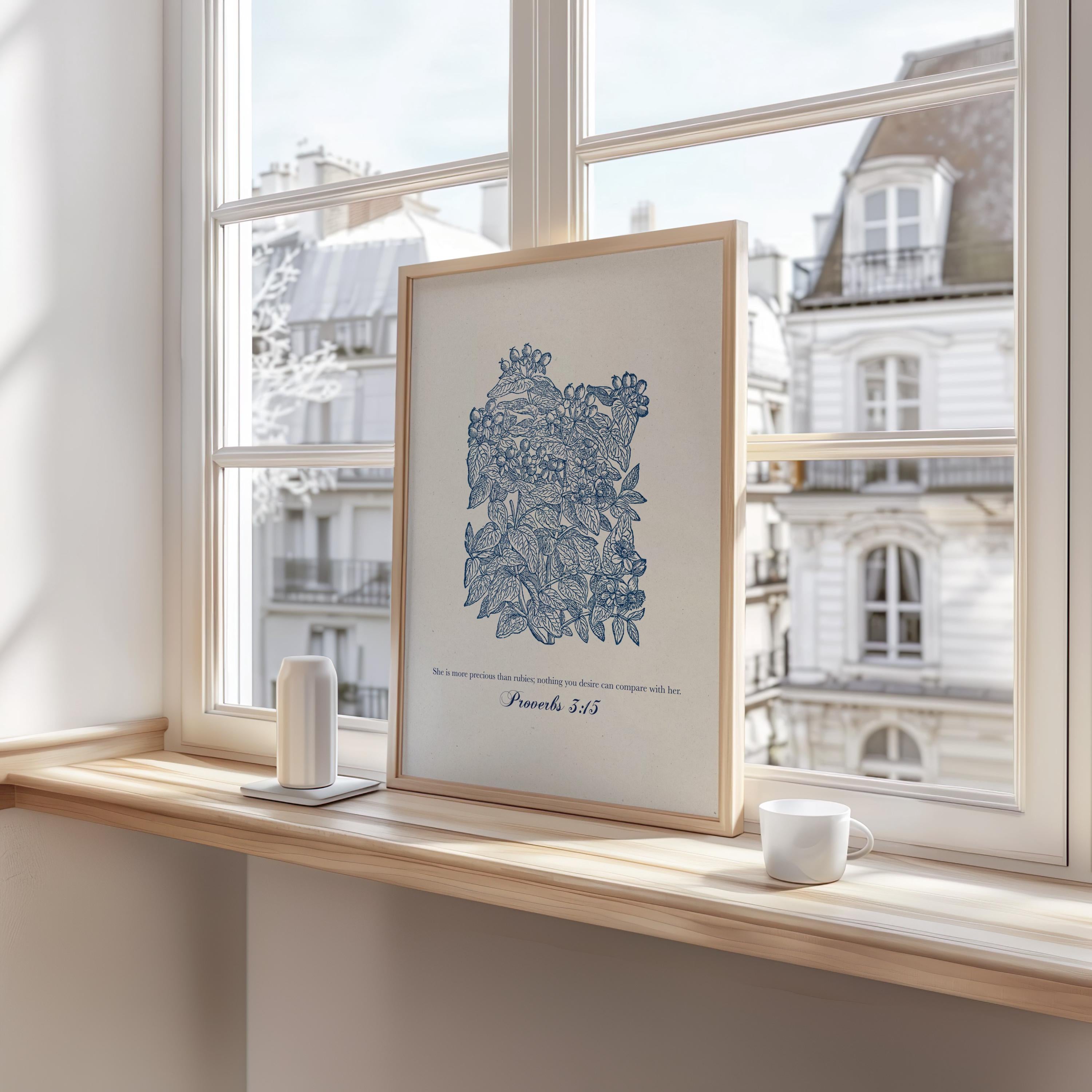 Proverbs 3:15 Scripture Wall Art - More Precious Than Rubies Digital Print - Reflourish Collective