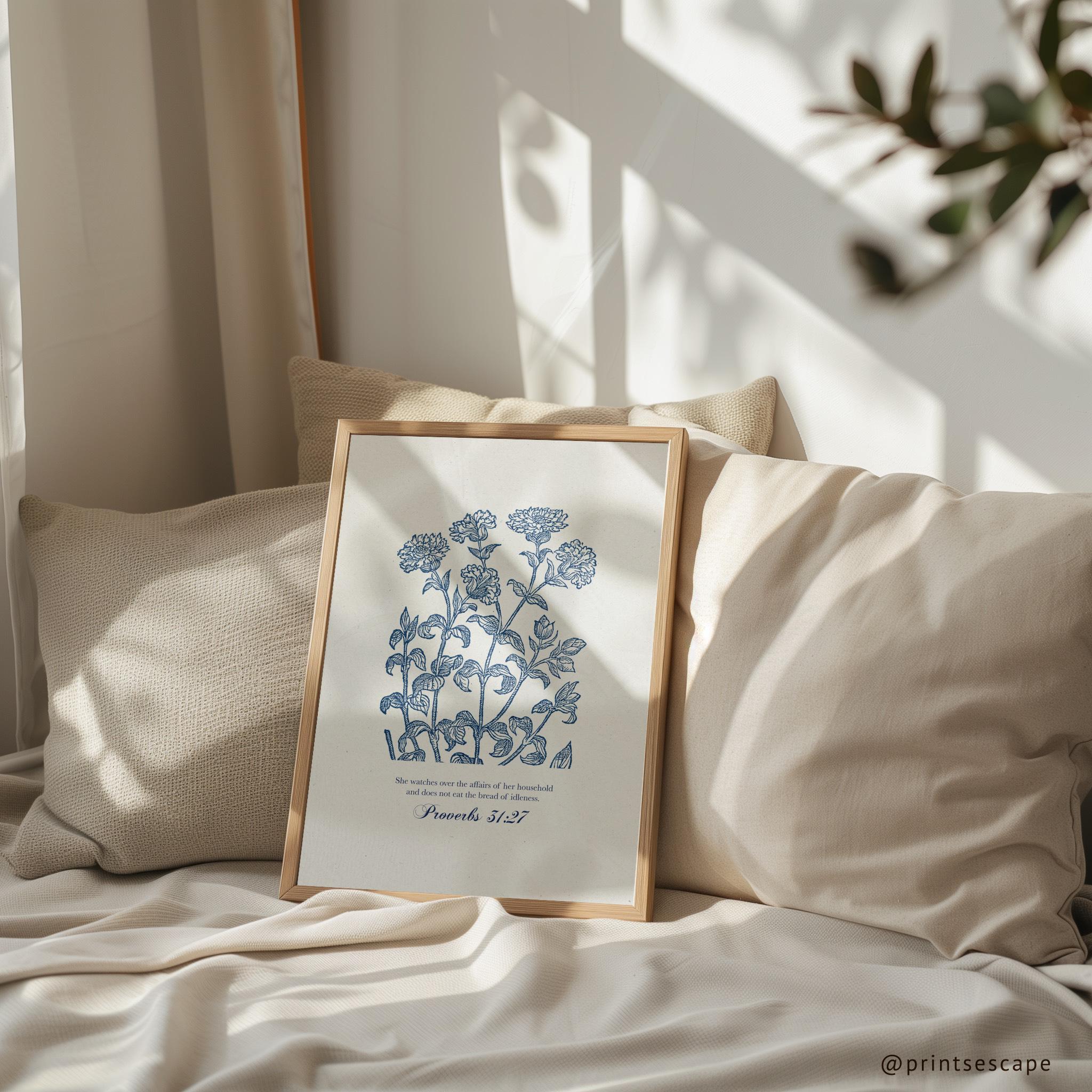 Proverbs 31:27 – She Watches Over Her Household | Botanical Art - Reflourish Collective