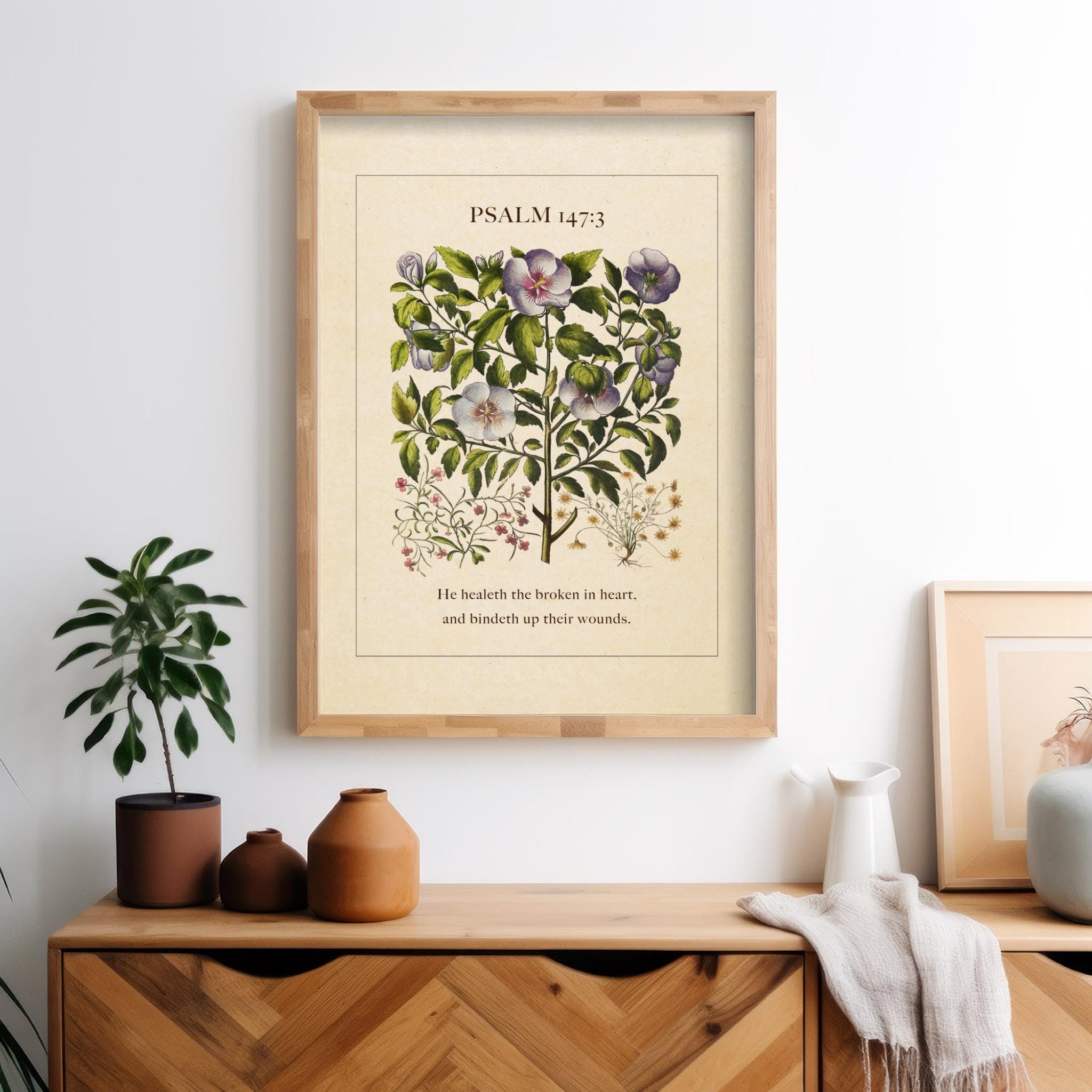 Psalm 147:3 – He Heals the Brokenhearted | Botanical Art - Reflourish Collective