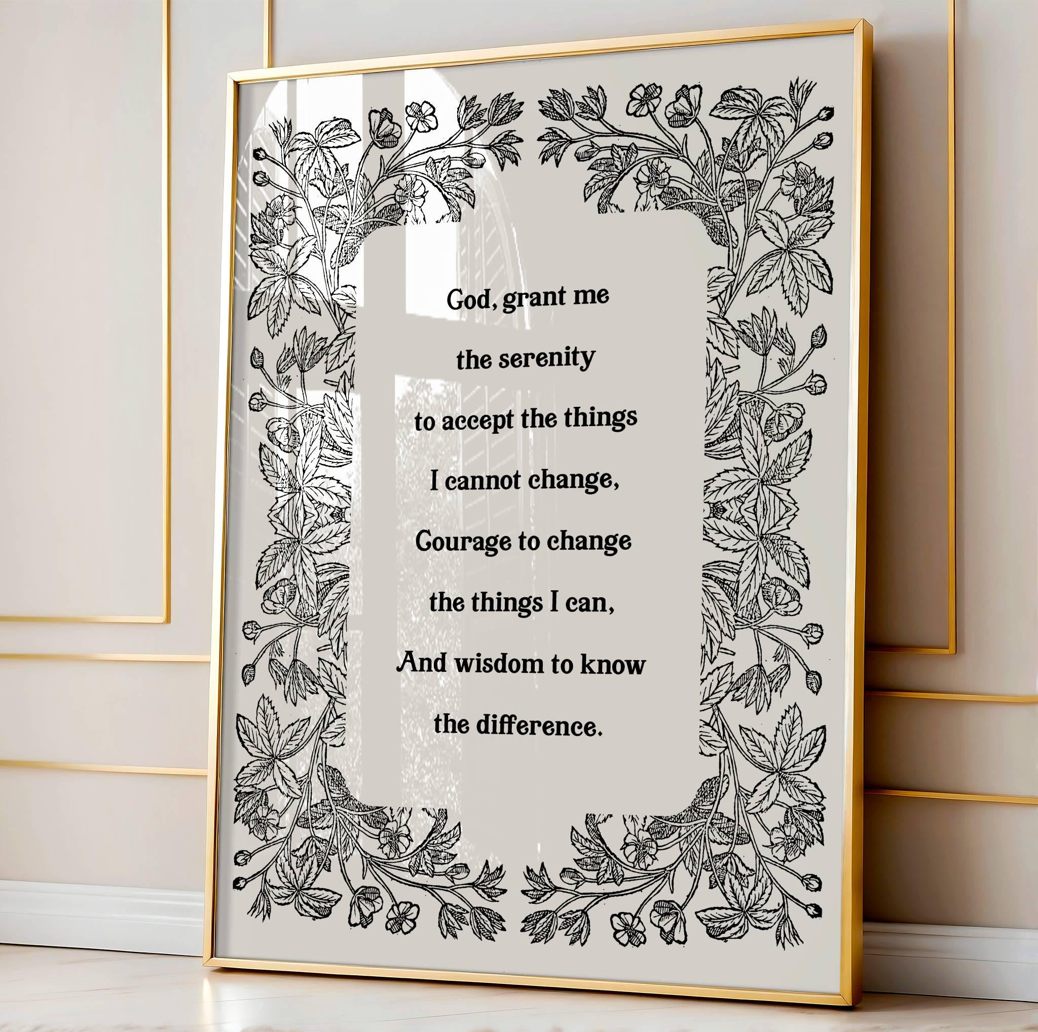 Serenity Prayer – God Grant Me the Serenity | Botanical Printable Wall Art - Reflourish Collective