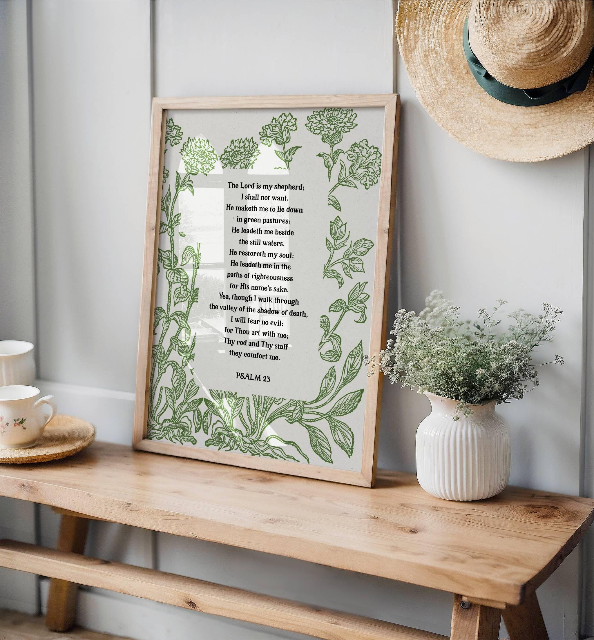Psalm 23 Scripture Wall Art - The Lord Is My Shepherd Botanical Print - Reflourish Collective