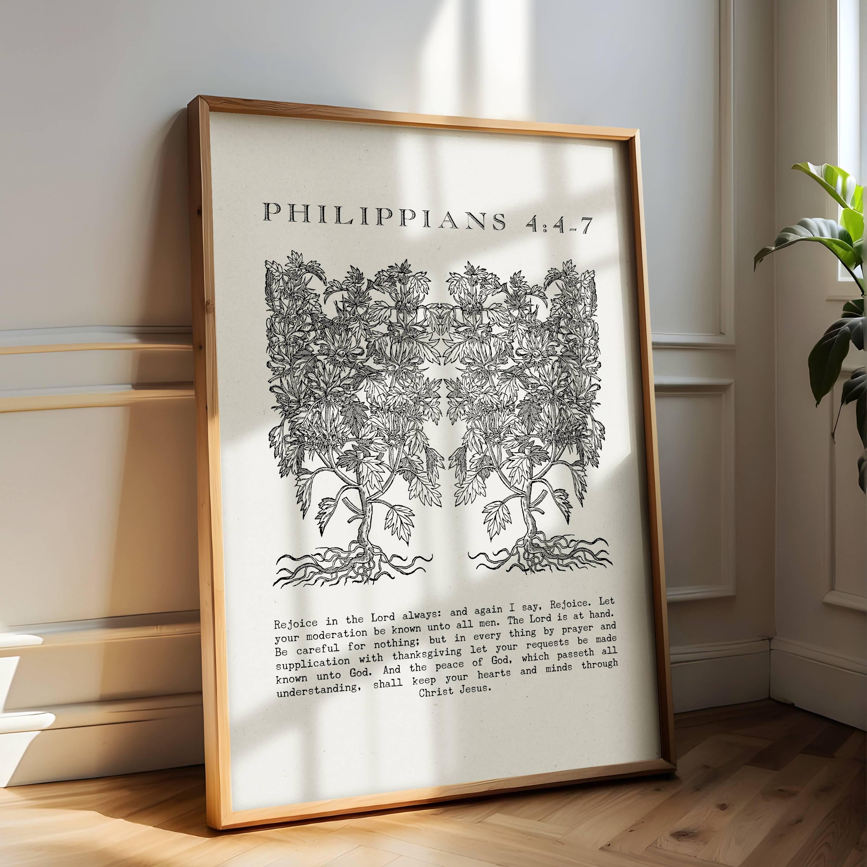 Philippians 4:4-7 Scripture Wall Art - Rejoice in the Lord Digital Print - Reflourish Collective