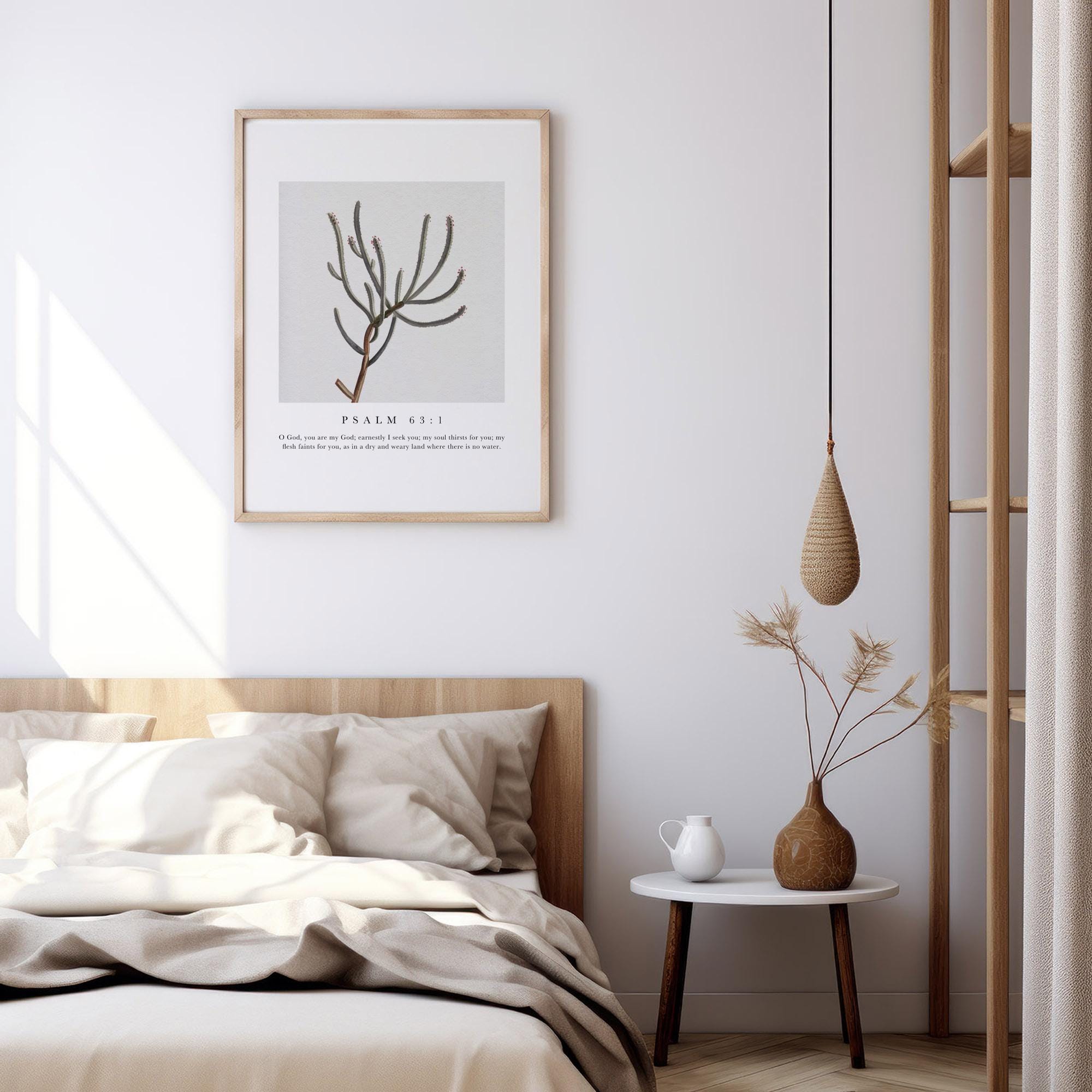 Psalm 63:1 Scripture Wall Art - Dry and Weary Botanical Print - Reflourish Collective