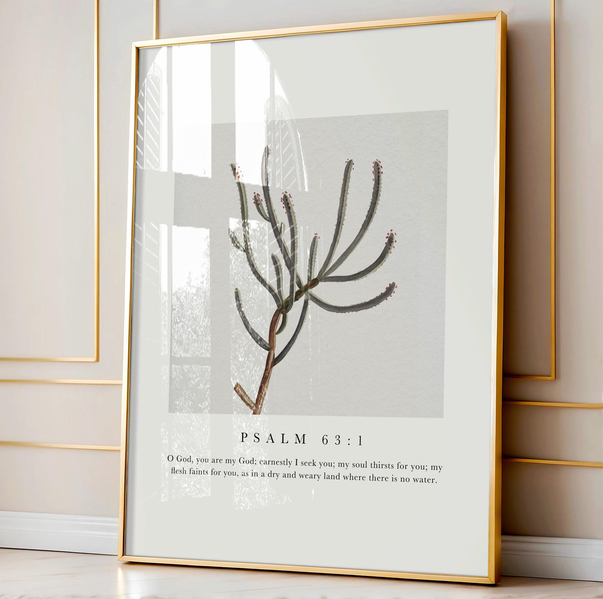 Psalm 63:1 Scripture Wall Art - Dry and Weary Botanical Print - Reflourish Collective