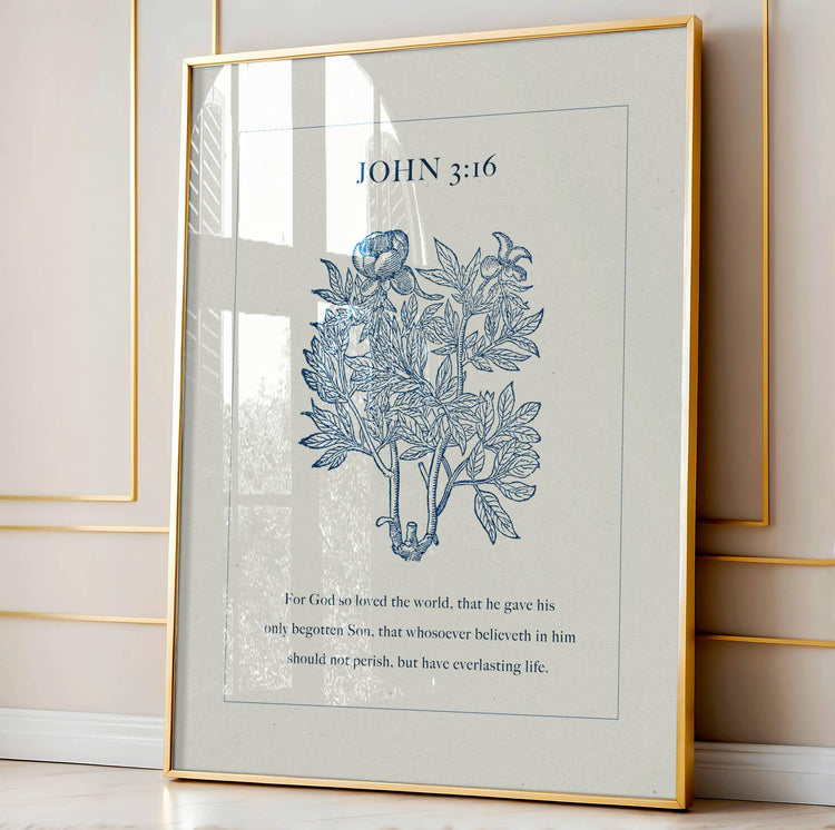 John 3:16 Scripture Wall Art - Salvation Through Jesus Christ Digital Print - Reflourish Collective