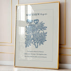 Matthew 6:9 – The Lord’s Prayer Blue Floral Wall Art