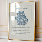 Romans 8:38-39 Scripture Wall Art - Nothing Can Separate Us Blue Botanical Print - Reflourish Collective