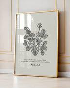 Psalm 4:8 Scripture Wall Art - In Peace I Will Sleep Strawberry Print - Reflourish Collective