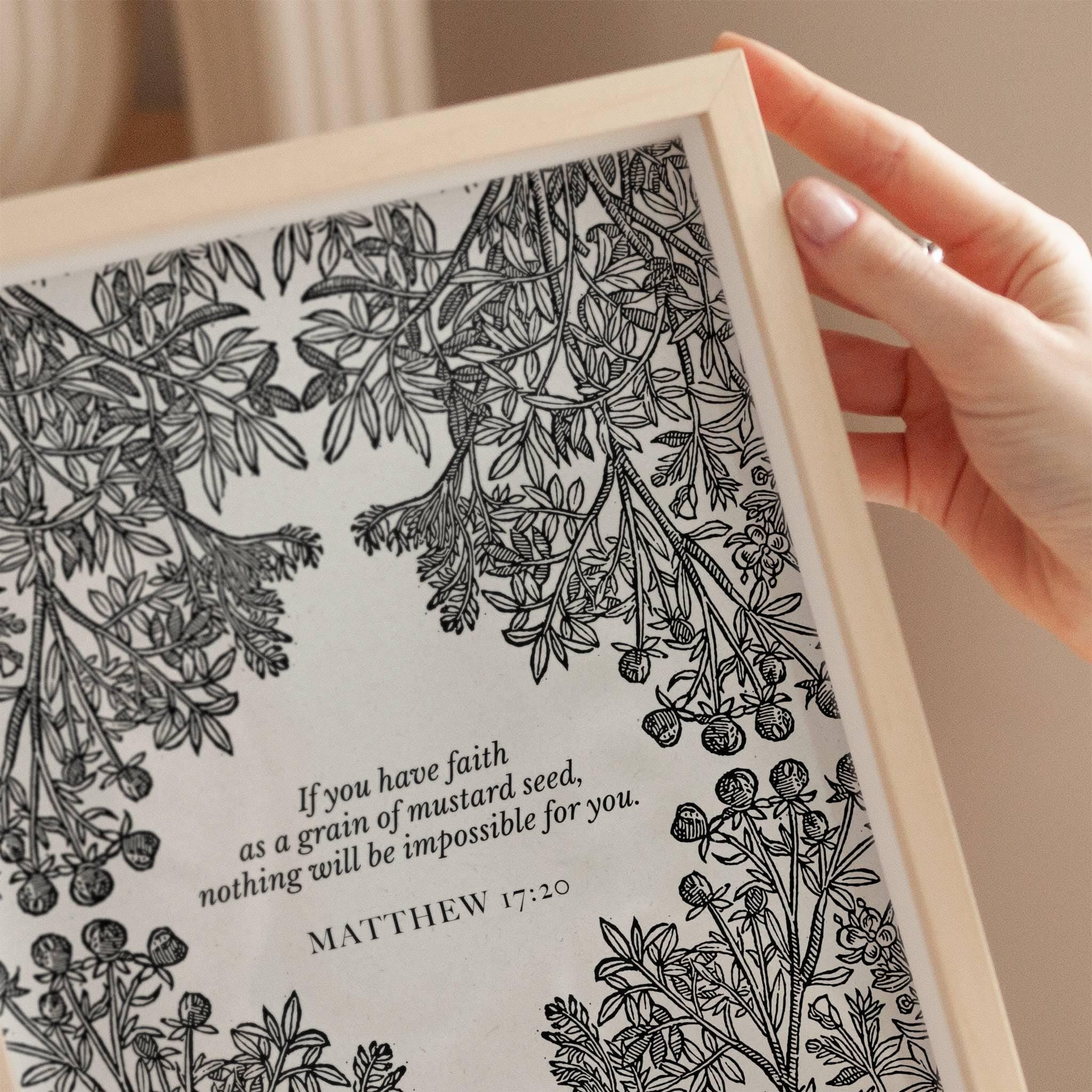 Matthew 17:20 Scripture Wall Art - Mustard Seed Faith Digital Print - Reflourish Collective