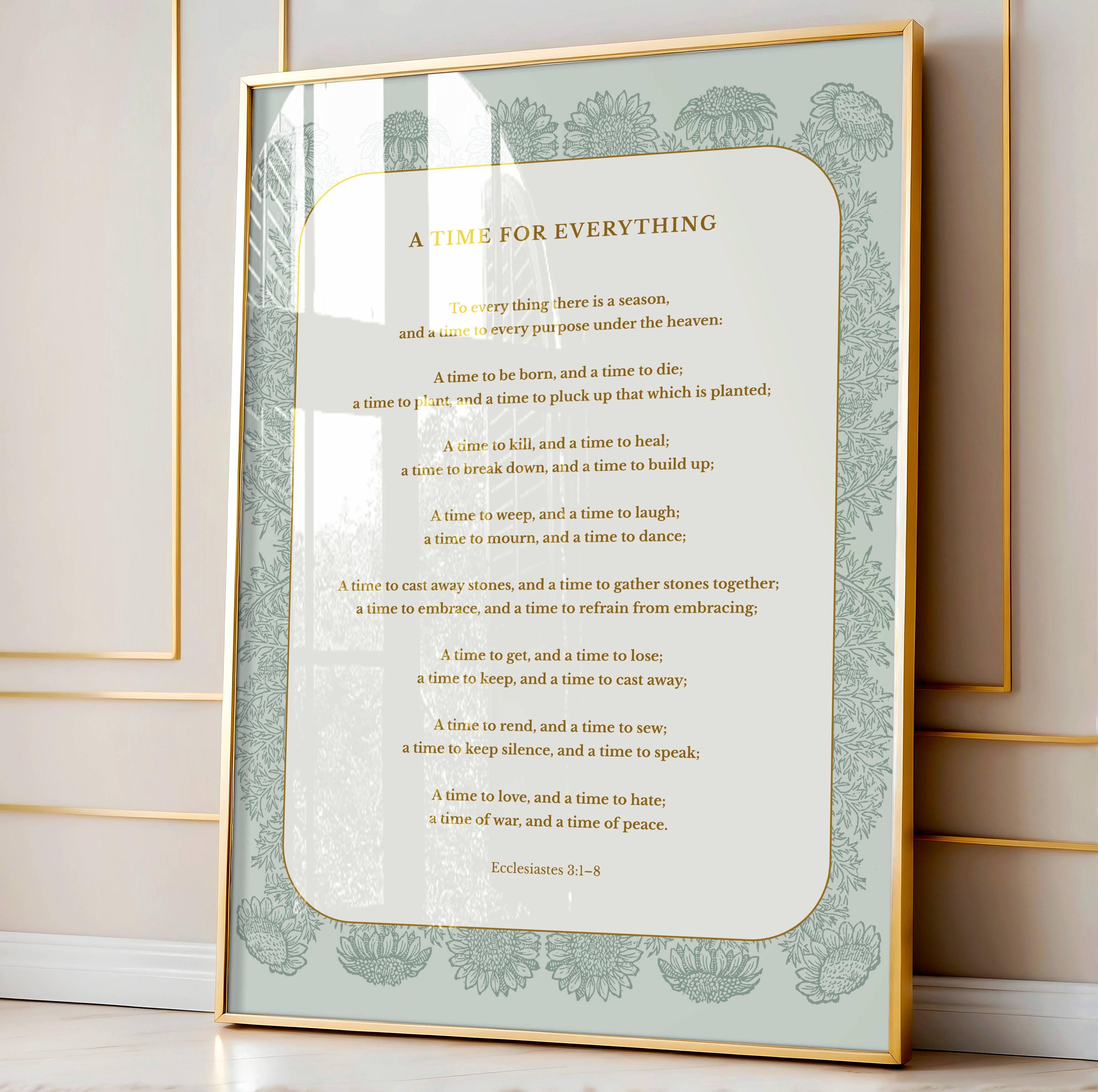 Ecclesiastes 3:1-8 – Vintage Botanical Scripture Print