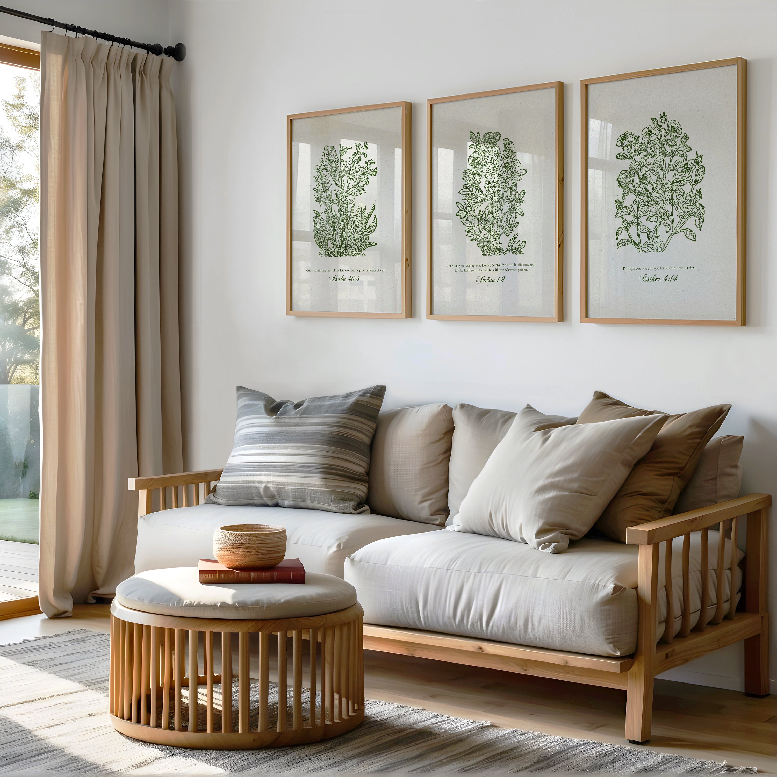 Christian Floral Scripture Prints Set - Strength, Hope & Courage (Digital Download) - Reflourish Collective